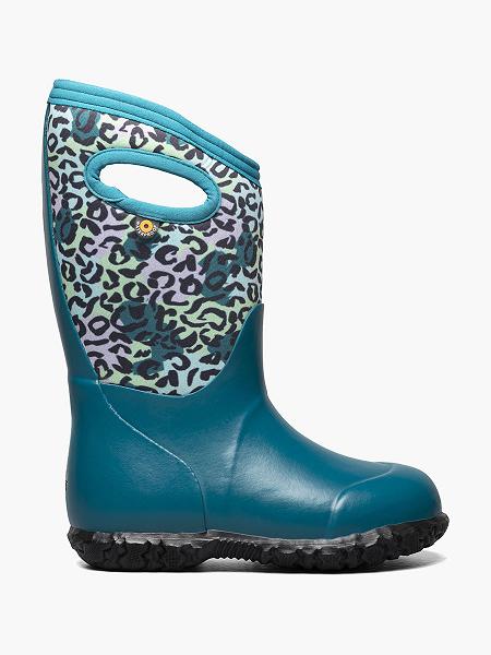 BOGS Boots Deutschland - York Neo Leopard Regenstiefel Kinder Teal Multi DE13487